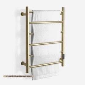 Produto Toalheiro Térmico Inox 6 Barras Redondo (Foster Ouro Fosco)