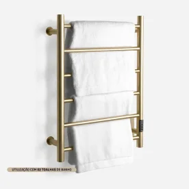 Produto Toalheiro Térmico Inox 6 Barras Redondo (Foster Ouro Fosco)