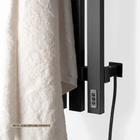 Toalheiro Térmico Inox Vertical Quadrado (Torres Preto Fosco) Produto Toalheiro Térmico Inox Vertical Quadrado (Torres Preto Fosco)