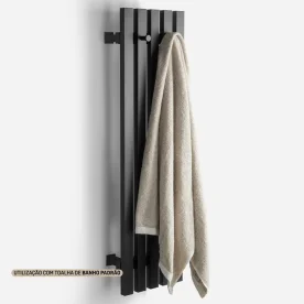 Toalheiro Térmico Inox Vertical Quadrado (Torres Preto Fosco) Produto Toalheiro Térmico Inox Vertical Quadrado (Torres Preto Fosco)