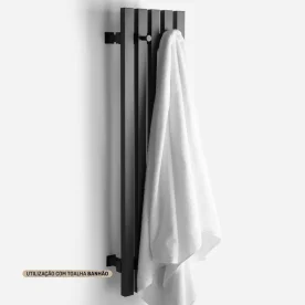 Toalheiro Térmico Inox Vertical Quadrado (Torres Preto Fosco) Produto Toalheiro Térmico Inox Vertical Quadrado (Torres Preto Fosco)