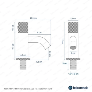 Torneira Baixa de &Aacute;gua Fria para Banheiro (Murat Preta Fosca)