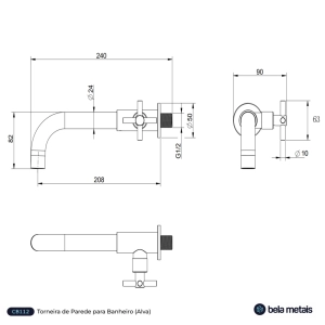 Torneira de Parede para Banheiro (Alva Escovada)