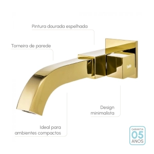 Torneira de Parede para Banheiro (Tay Dourada)