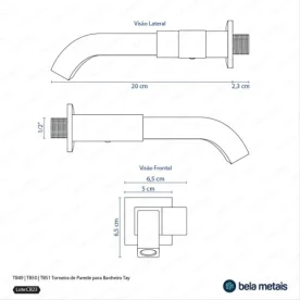 Produto Torneira de Parede para Banheiro (Tay Preta Fosca) - Outlet