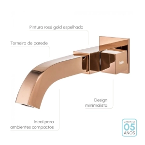 Torneira de Parede para Banheiro (Tay Rosé Gold)
