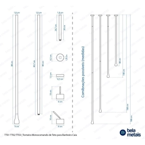 Torneira de Teto com Monocomando de Bancada (Caia Cromada)
