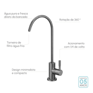Torneira Giratória de Filtro Água Fria Inox (Simi Grafite Fosca)
