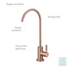 Torneira Girat&oacute;ria de Filtro &Aacute;gua Fria Inox (Simi Ros&eacute; Gold Fosca)