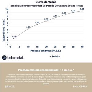 Torneira Misturador Gourmet de Parede de Cozinha (Viana Preta)