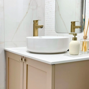 Torneira Monocomando Alta para Banheiro Inox (Adda Dourada Fosca)