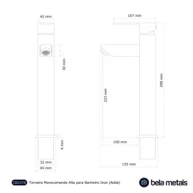 Torneira Monocomando Alta para Banheiro Inox (Adda Ouro Fosco) Produto Torneira Monocomando Alta para Banheiro Inox (Adda Ouro Fosco)