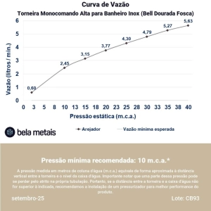 Torneira Monocomando Alta para Banheiro Inox (Bell Ouro Fosca)