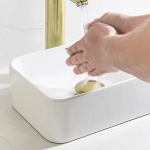 Torneira Monocomando Alta para Banheiro Inox (Lis Ouro Fosca)