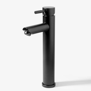 Torneira Monocomando Alta para Banheiro Inox (Lis Preta Fosca)