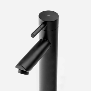 Torneira Monocomando Alta para Banheiro Inox (Lis Preta Fosca)