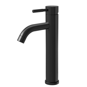 Torneira Monocomando Alta para Banheiro Inox (Una Preta Fosca)