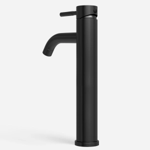 Torneira Monocomando Alta para Banheiro Inox (Una Preta Fosca)
