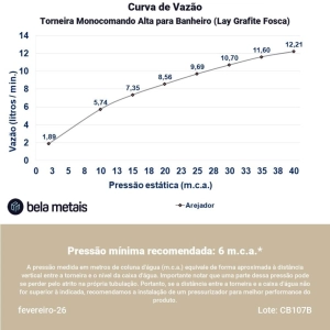 Torneira Monocomando Alta para Banheiro (Lay Grafite Fosca)