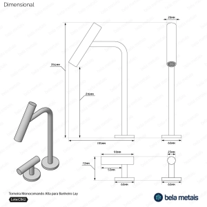 Torneira Monocomando Alta para Banheiro (Lay Níquel Fosca)