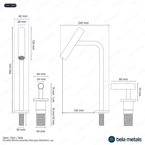 Torneira Monocomando Alta para Banheiro (Lay Preta Fosca)