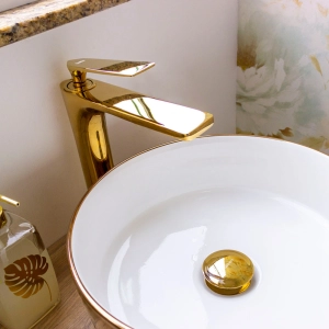 Torneira Monocomando Alta para Banheiro (Michigan Dourada)