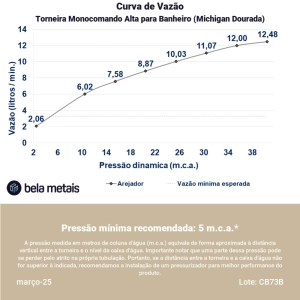 Torneira Monocomando Alta para Banheiro (Michigan Dourada)