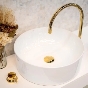 Torneira Monocomando Alta para Banheiro (Milos Dourada)