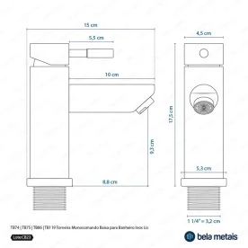 Produto Torneira Monocomando Baixa para Banheiro Inox (Lis Dourada Fosca) - Outlet
