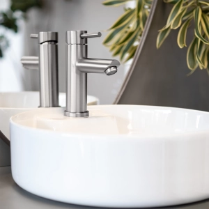 Torneira Monocomando Baixa para Banheiro Inox (Lis Escovada)