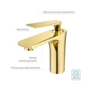 Produto Torneira Monocomando Baixa para Banheiro (Michigan Dourada) - Outlet
