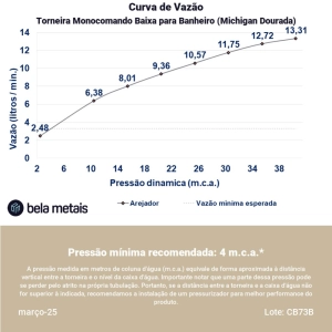 Torneira Monocomando Baixa para Banheiro (Michigan Dourada)