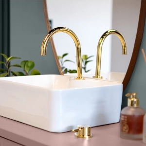 Torneira Monocomando Baixa para Banheiro (Milos Dourada)