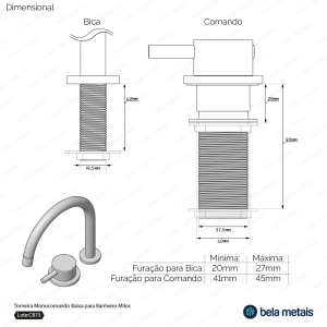 Torneira Monocomando Baixa para Banheiro (Milos Preta Fosca)