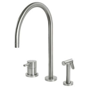 Torneira Monocomando com Ducha de Cozinha Inox (Fiji Escovada)