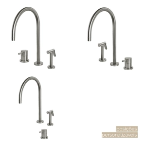 Torneira Monocomando com Ducha de Cozinha Inox (Fiji Escovada)