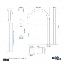 Torneira Monocomando com Ducha de Cozinha (Fiji Escovada) - Outlet Produto Torneira Monocomando com Ducha de Cozinha (Fiji Escovada) - Outlet