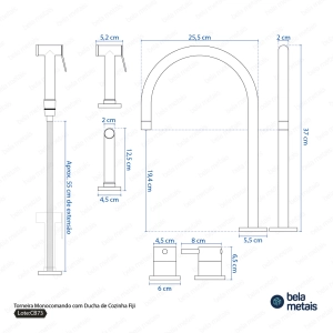 Torneira Monocomando com Ducha de Cozinha Inox (Fiji Ros&eacute; Gold Fosca)