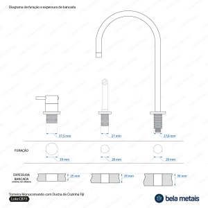 Torneira Monocomando com Ducha de Cozinha Inox (Fiji Ros&eacute; Gold Fosca)