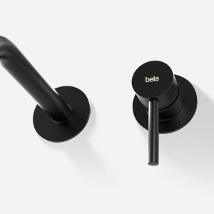 Torneira Monocomando de Parede para Banheiro Inox (Oka Preta Fosca)