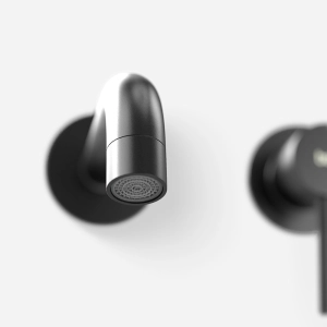 Torneira Monocomando de Parede para Banheiro Inox (Oka Preta Fosca)