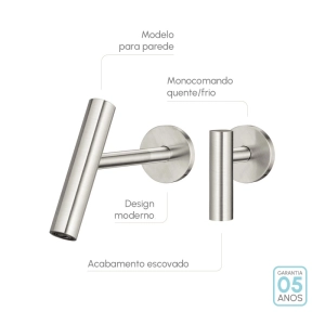 Torneira Monocomando de Parede para Banheiro (Lay Níquel Fosca)