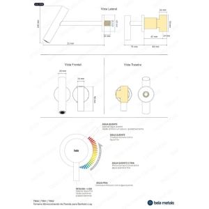 Torneira Monocomando de Parede para Banheiro (Lay Preta Fosca)