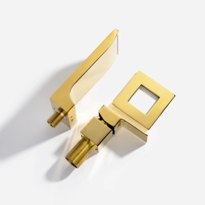 Torneira Monocomando de Parede para Banheiro (Yura Dourada)