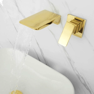 Torneira Monocomando de Parede para Banheiro (Yura Dourada)