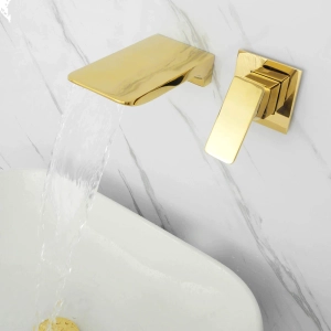 Torneira Monocomando de Parede para Banheiro (Yura Dourada) - Outlet