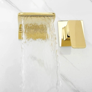 Torneira Monocomando de Parede para Banheiro (Yura Dourada) - Outlet