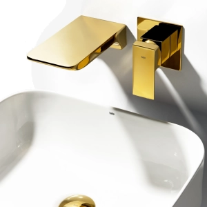 Torneira Monocomando de Parede para Banheiro (Yura Dourada) - Outlet