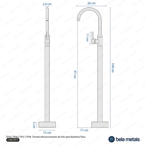 Torneira Monocomando de Piso para Banheira (Fiora Dourada)