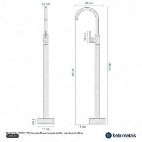 Torneira Monocomando de Piso para Banheira (Fiora Dourada) - Outlet Produto Torneira Monocomando de Piso para Banheira (Fiora Dourada) - Outlet